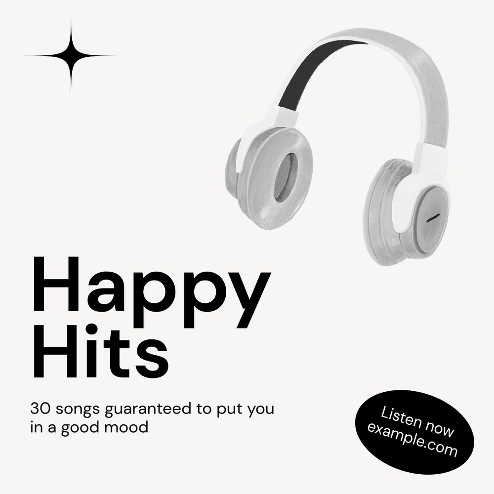 Happy hit music  Instagram post template, editable text