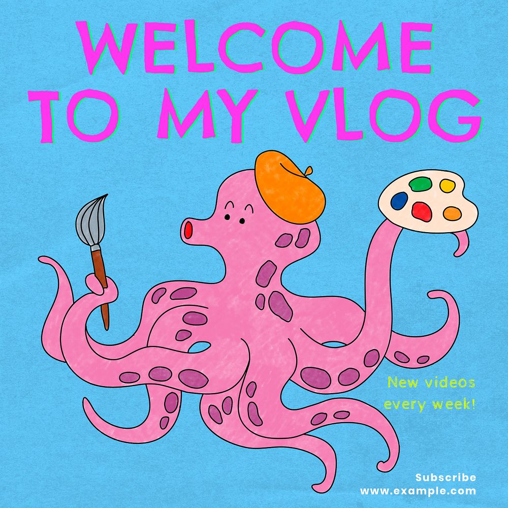 Welcome to my vlog Instagram post template, editable text