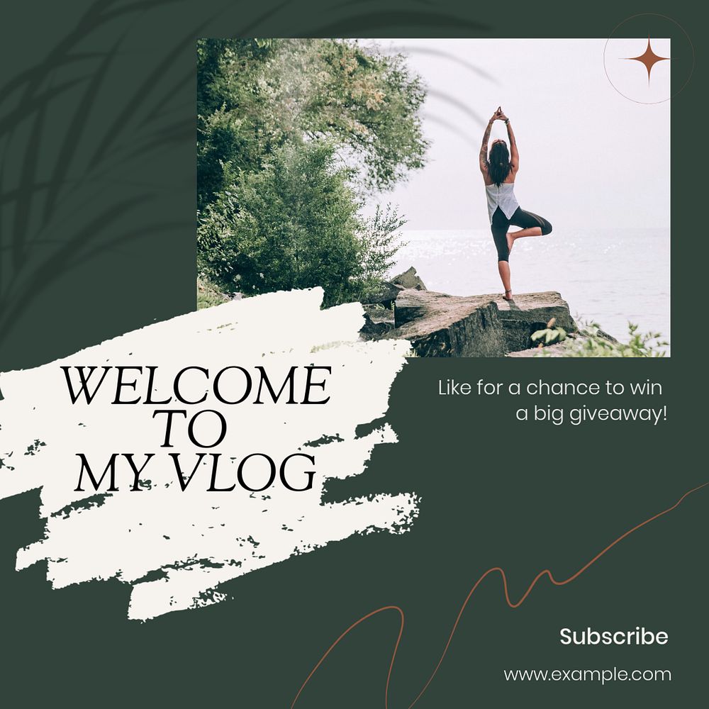 Welcome to my vlog Instagram post template, editable text