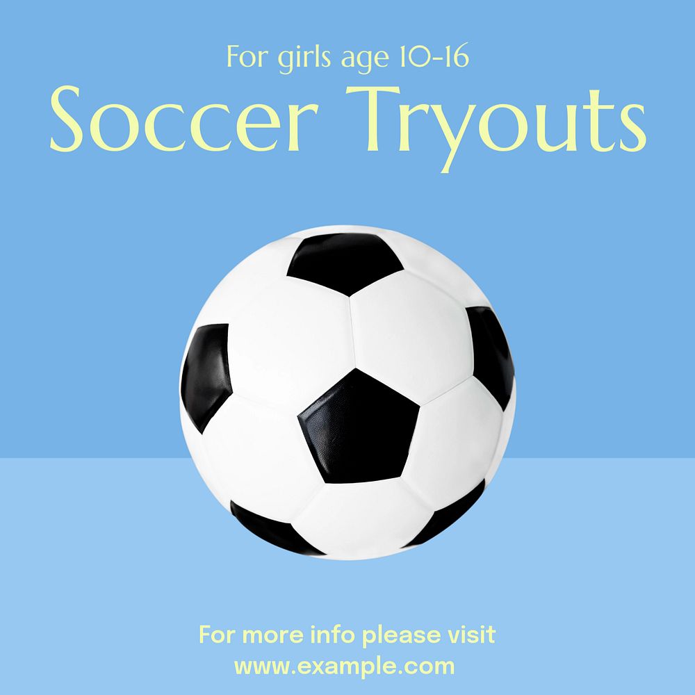 Soccer tryouts  Instagram post template, editable text