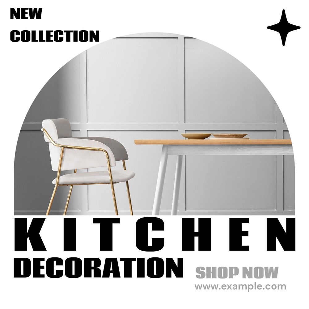 Kitchen decoration Instagram post template, editable text