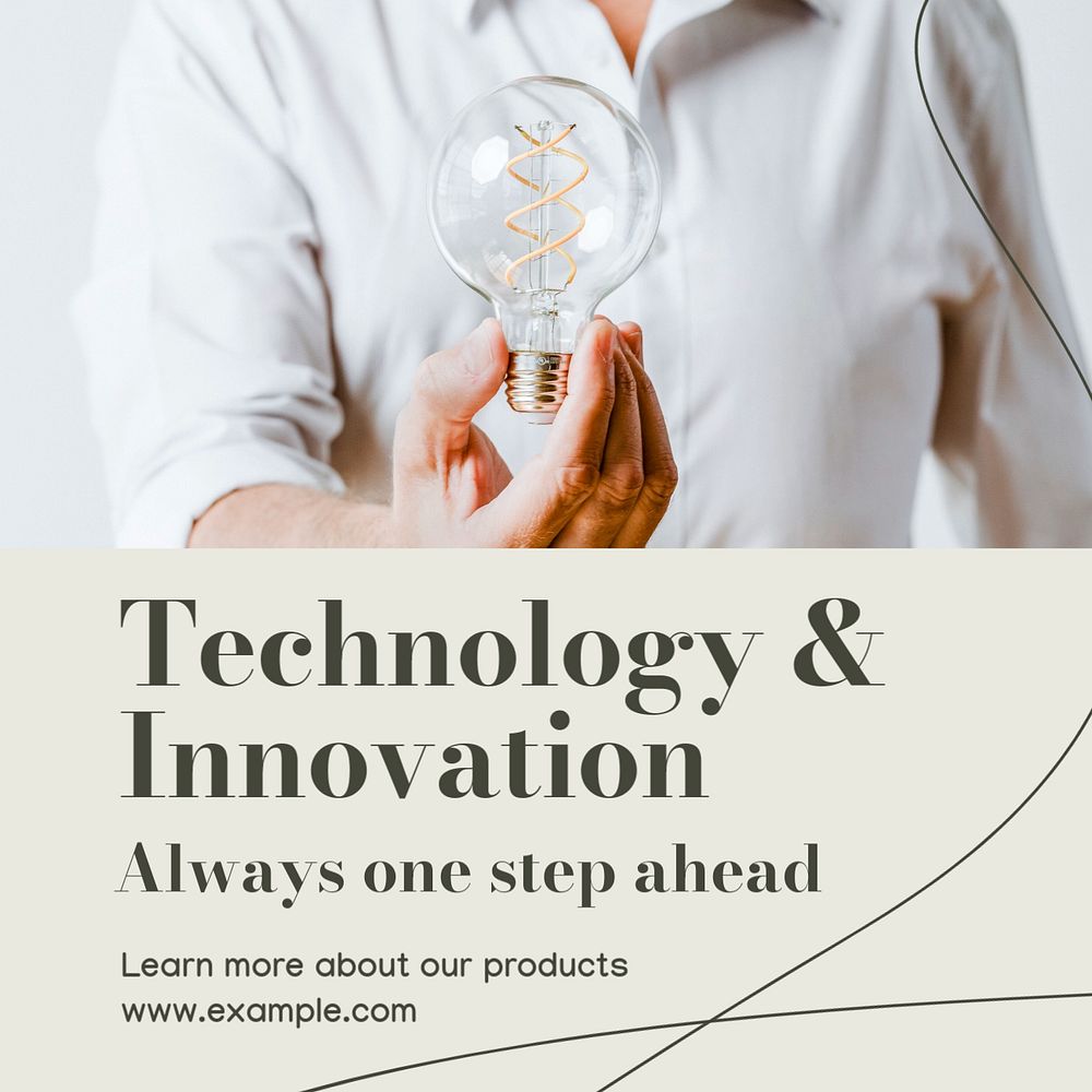 Technology & innovation Instagram post template, editable text