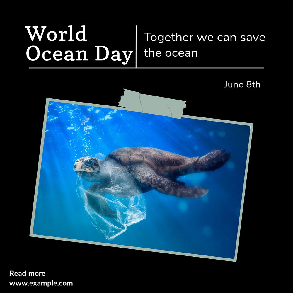 World ocean day  Instagram post template, editable text