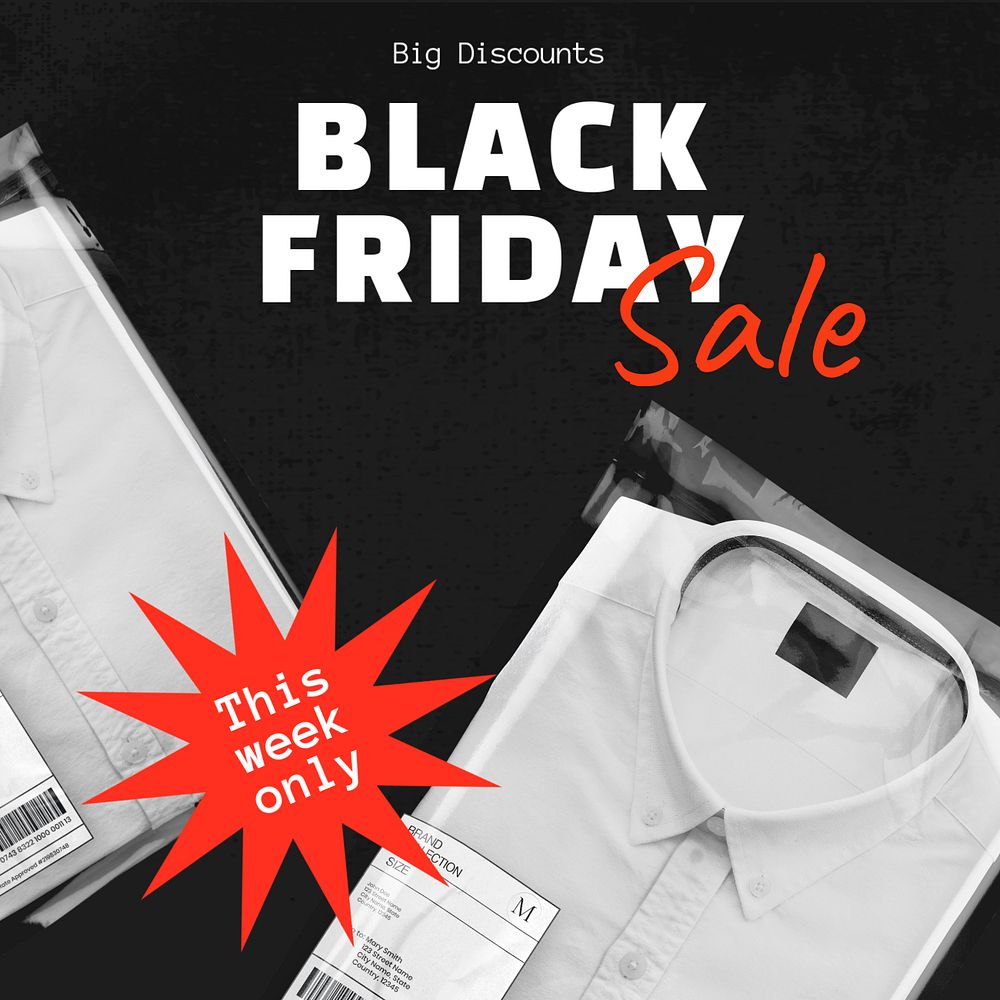 Black Friday Instagram post template, editable text