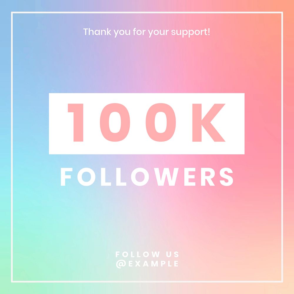 100k followers  Instagram post template, editable text