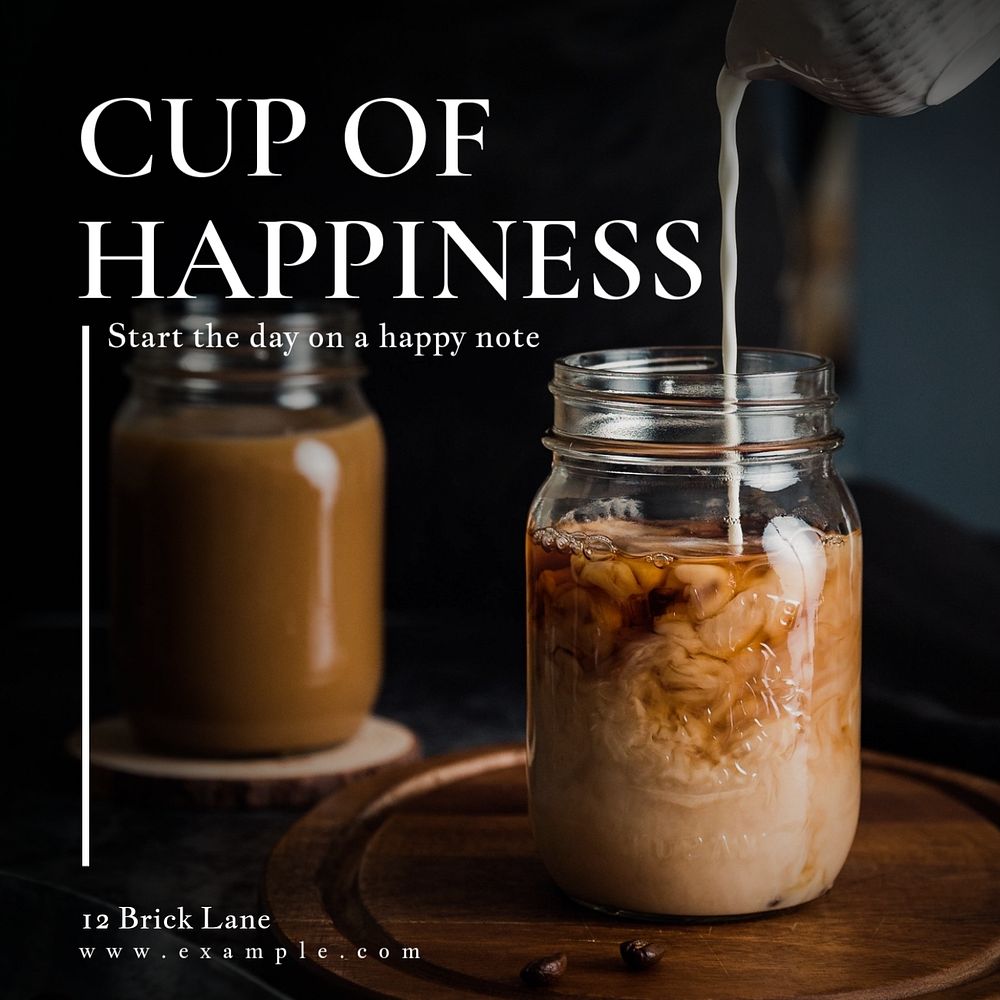 Cup of happiness  Instagram post template, editable text