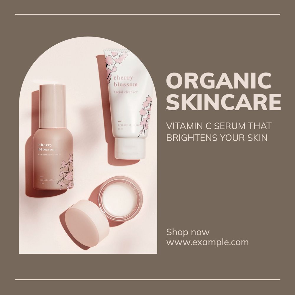 Organic skincare Instagram post template, editable text