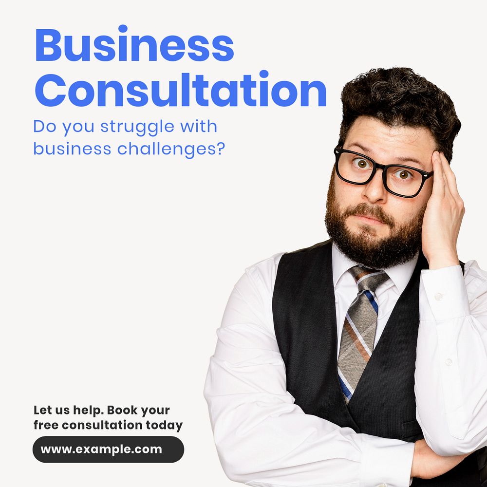 Business consultation Instagram post template, editable text