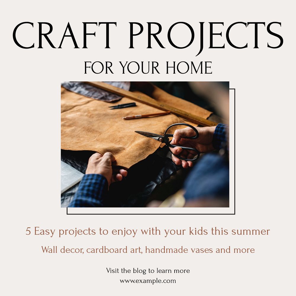 Craft projects  Instagram post template, editable text