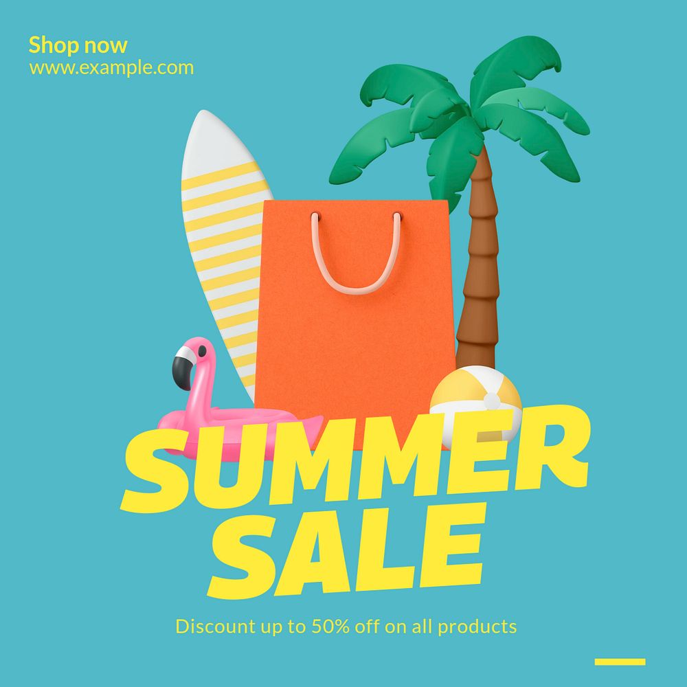 Summer sale Instagram post template, editable text