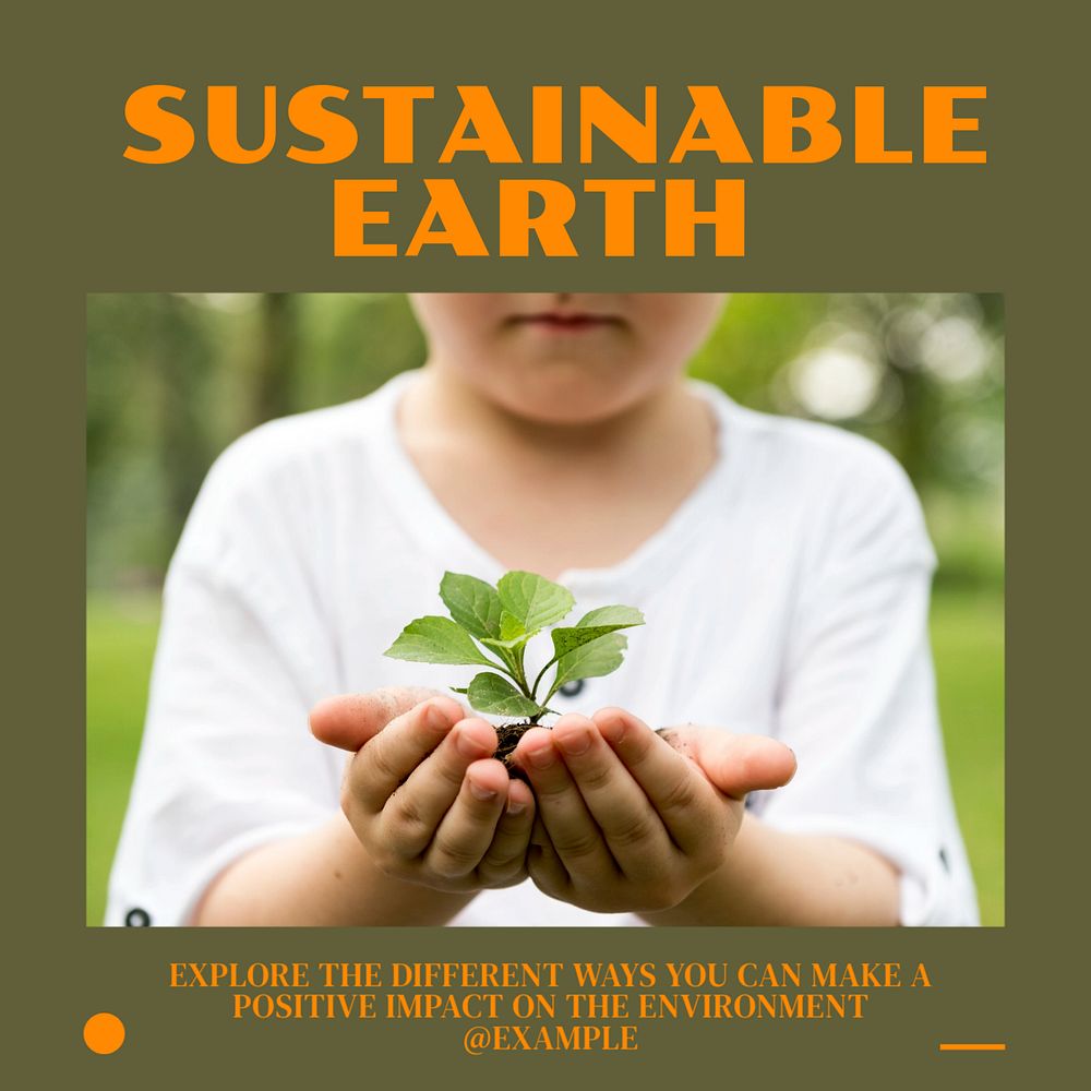 Sustainable earth Instagram post template, editable text