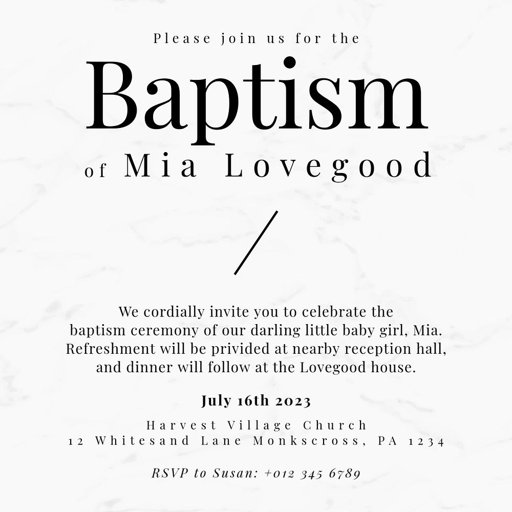 Baptism Instagram post template, editable design