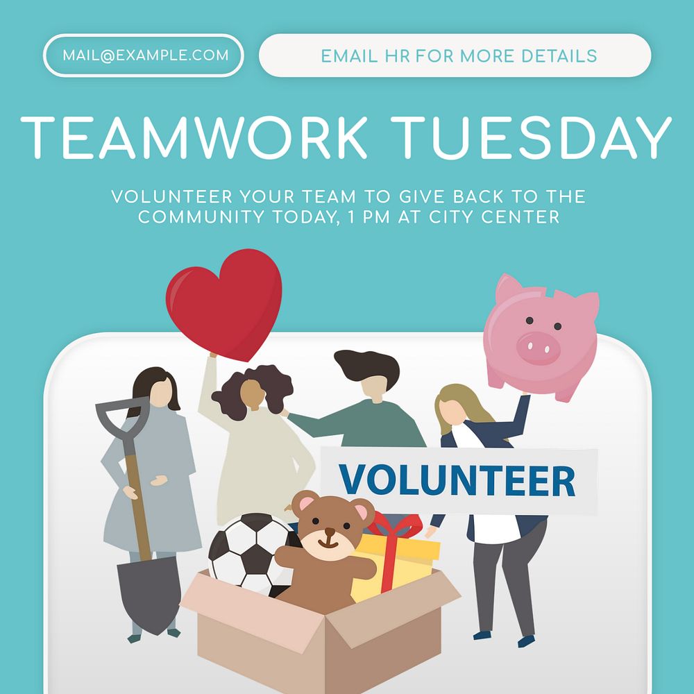 Team Volunteering day  Instagram post template, editable text