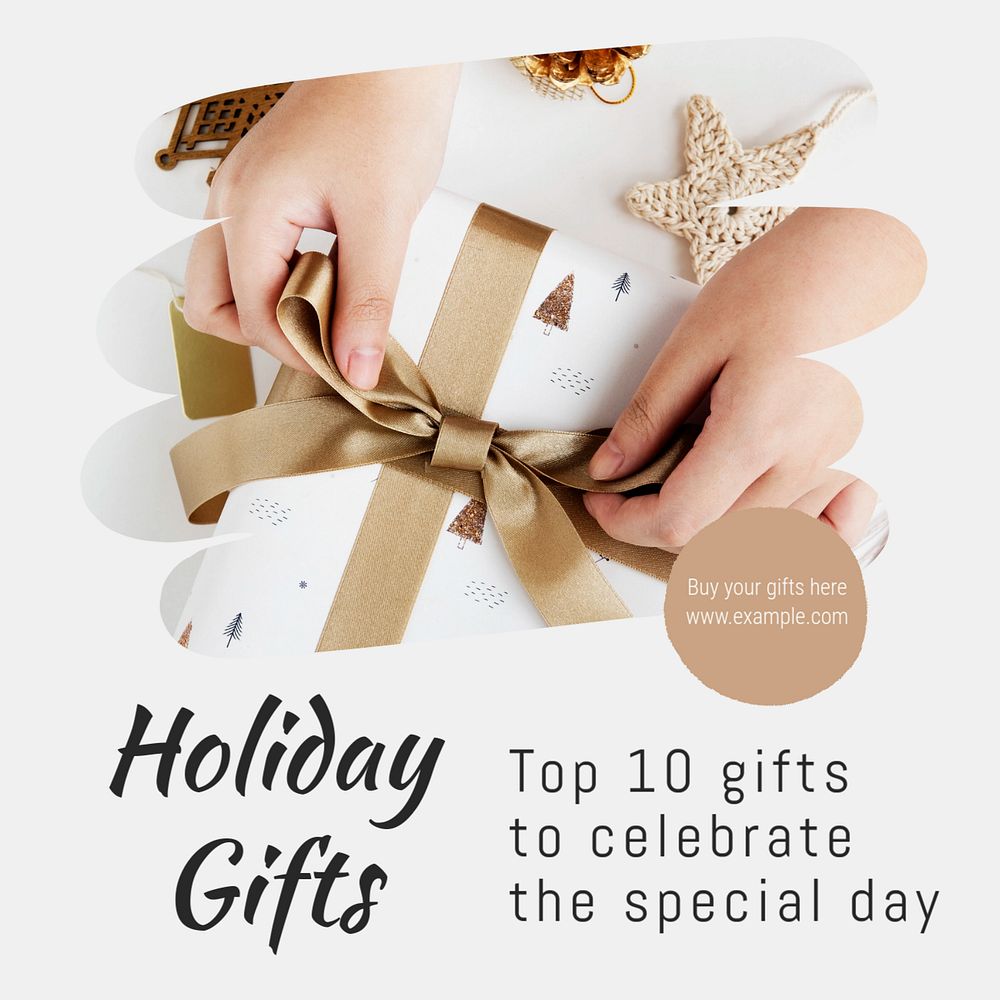 Hollday gifts  Instagram post template, editable text