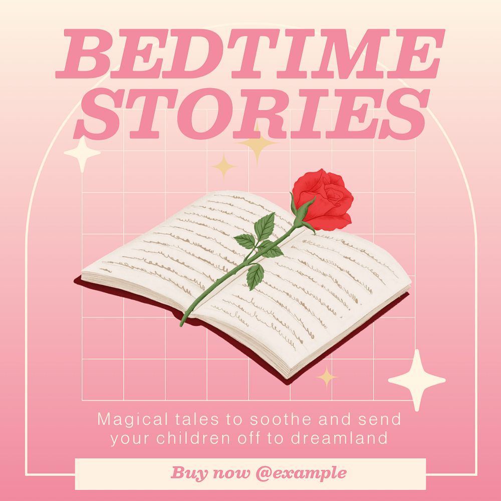 Bedtime stories  Instagram post template, editable text