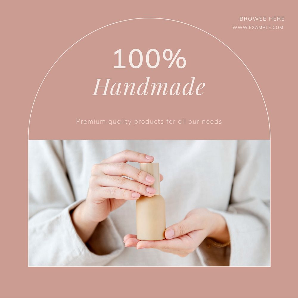 Handmade products  Instagram post template, editable text