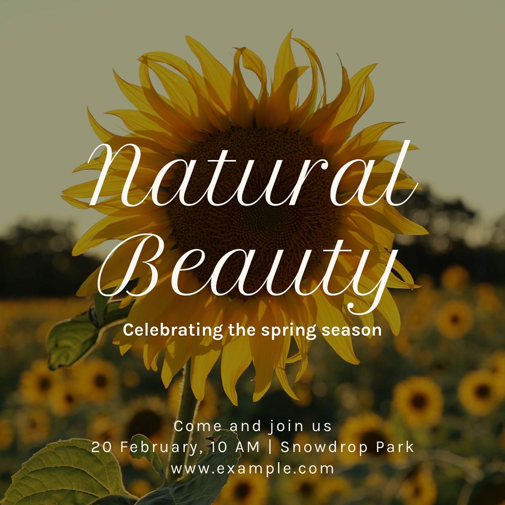 Natural beauty  Instagram post template, editable text