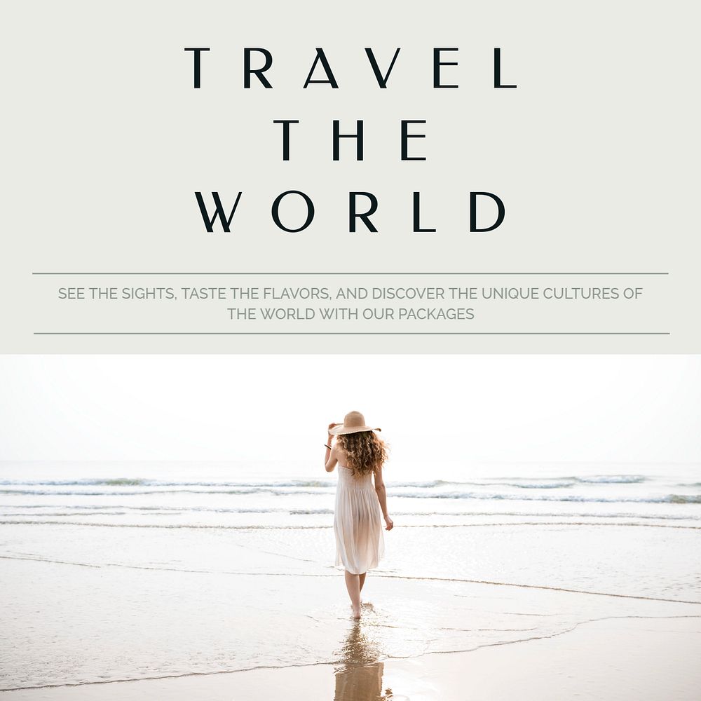 World travel  Instagram post template, editable text