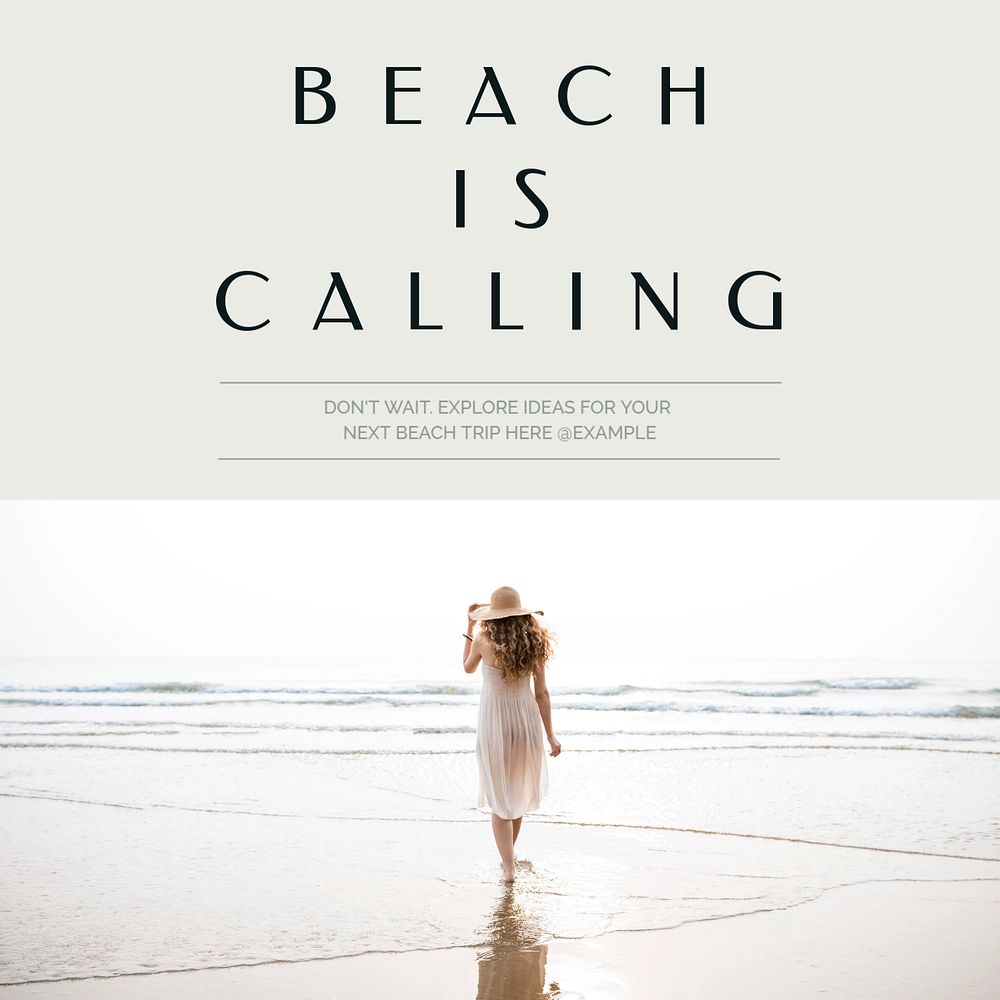 Beach is calling  Instagram post template, editable text