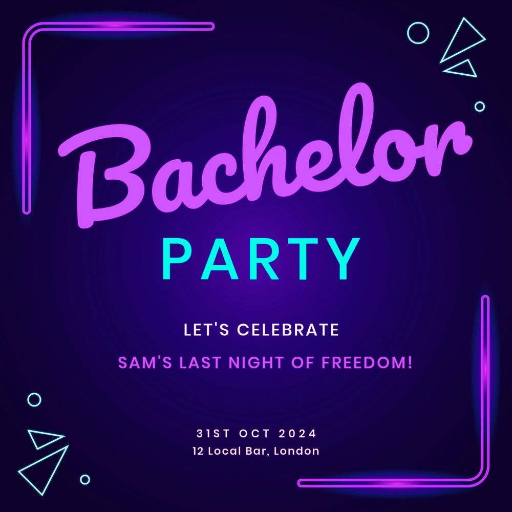 Bachelor party  Instagram post template, editable text