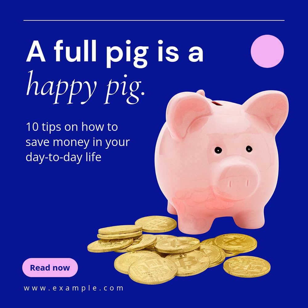 Saving money tips  Instagram post template, editable text