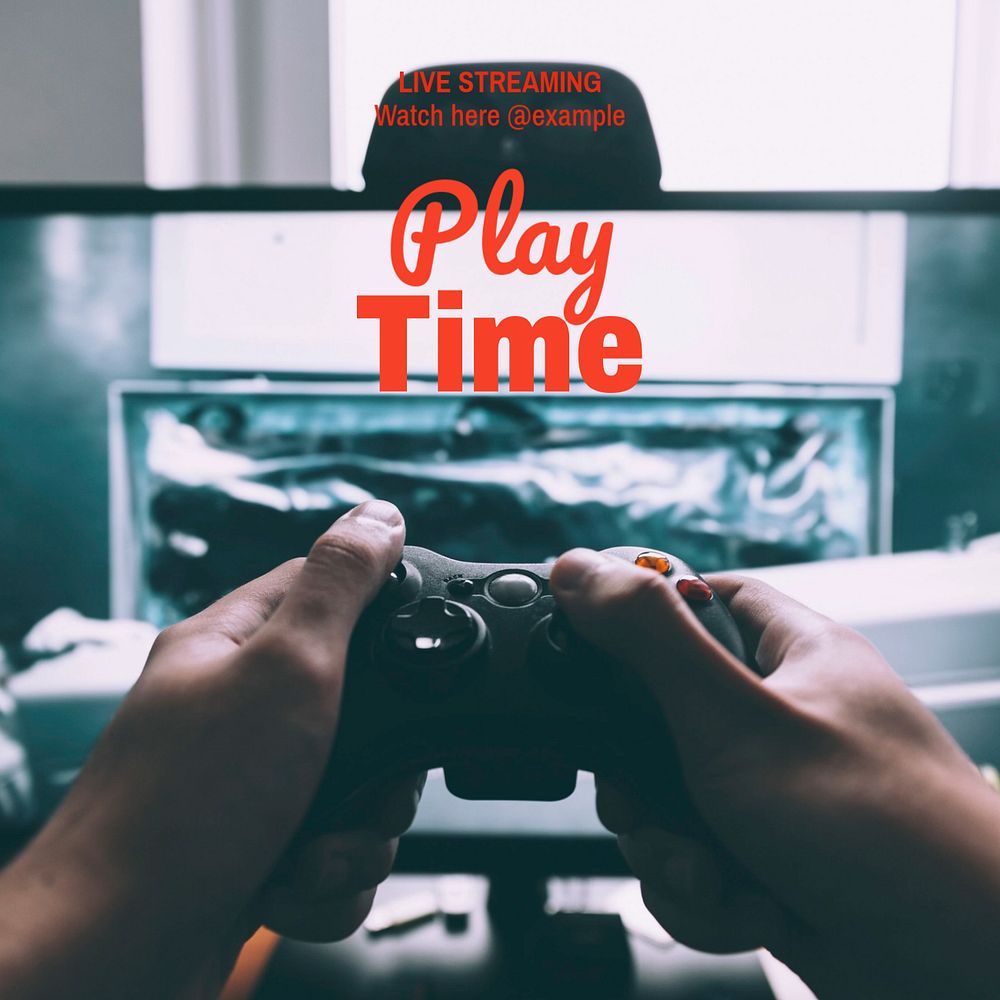 Play time Instagram post template, editable text