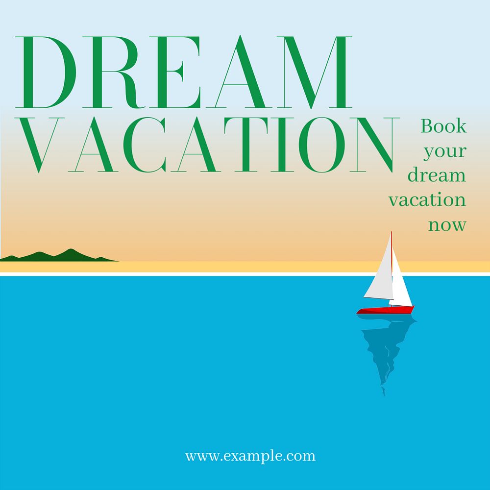 Dream vacation  Instagram post template, editable text