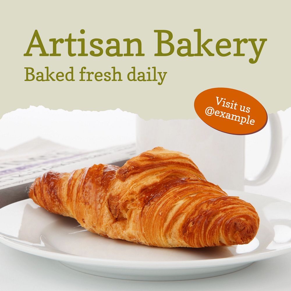 Artisan bakery  Instagram post template, editable text