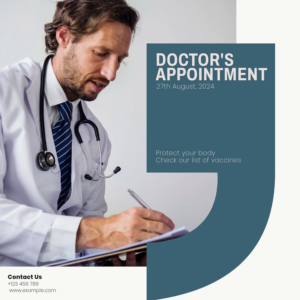 Doctor appointment  Instagram post template, editable text