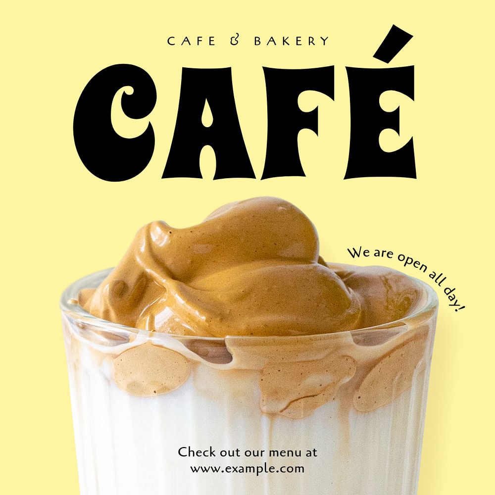 Cafe open  Instagram post template, editable text