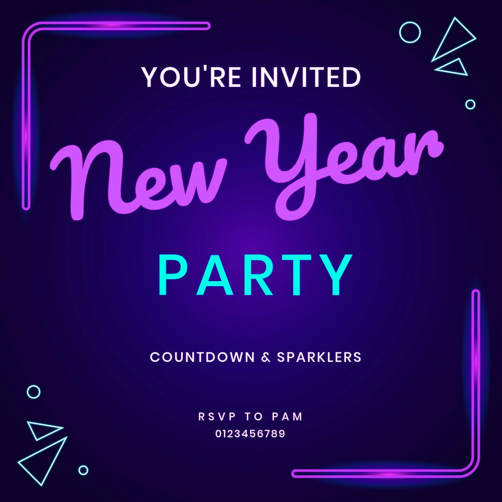 New Year party  Instagram post template, editable text