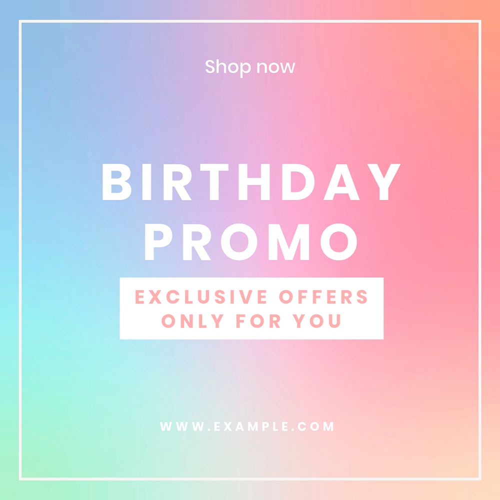 Birthday promo  Instagram post template, editable text