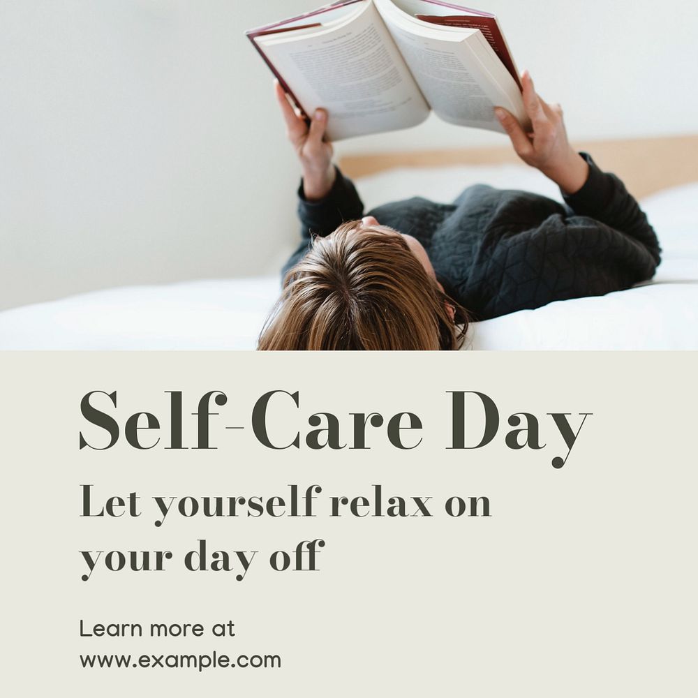 Self-care day  Instagram post template, editable text