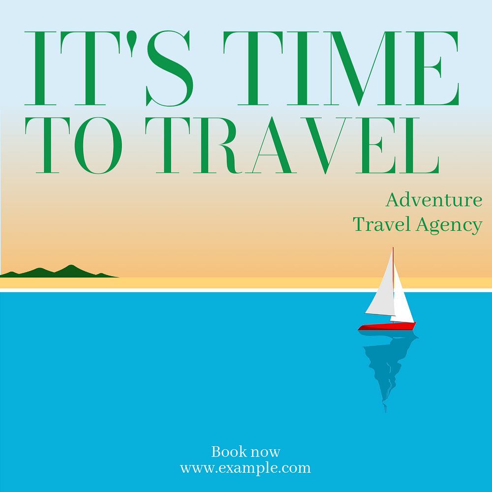 Travel agency  Instagram post template, editable text