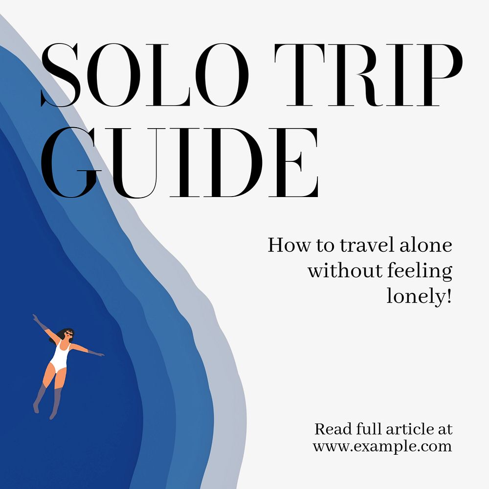 Solo trip Instagram post template, editable text