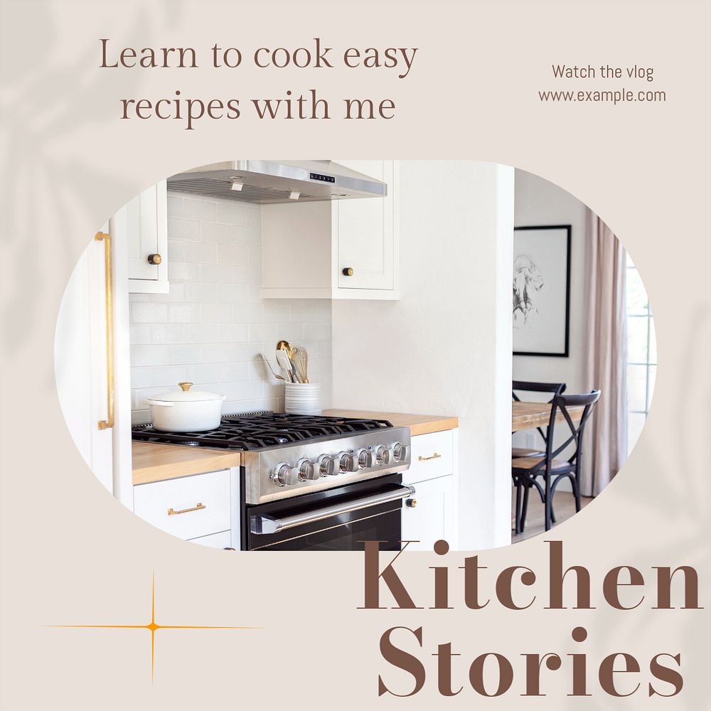 Kitchen stories Instagram post template, editable text