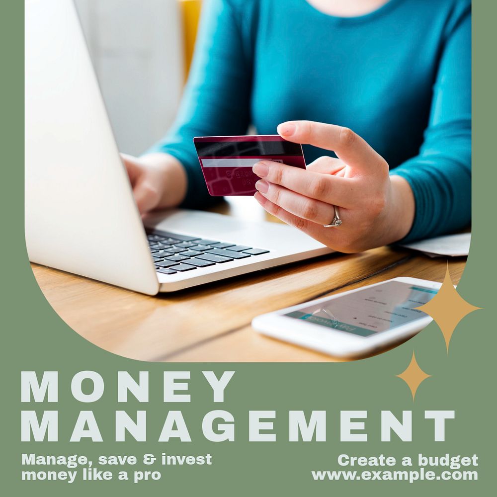 Money management   Instagram post template, editable text