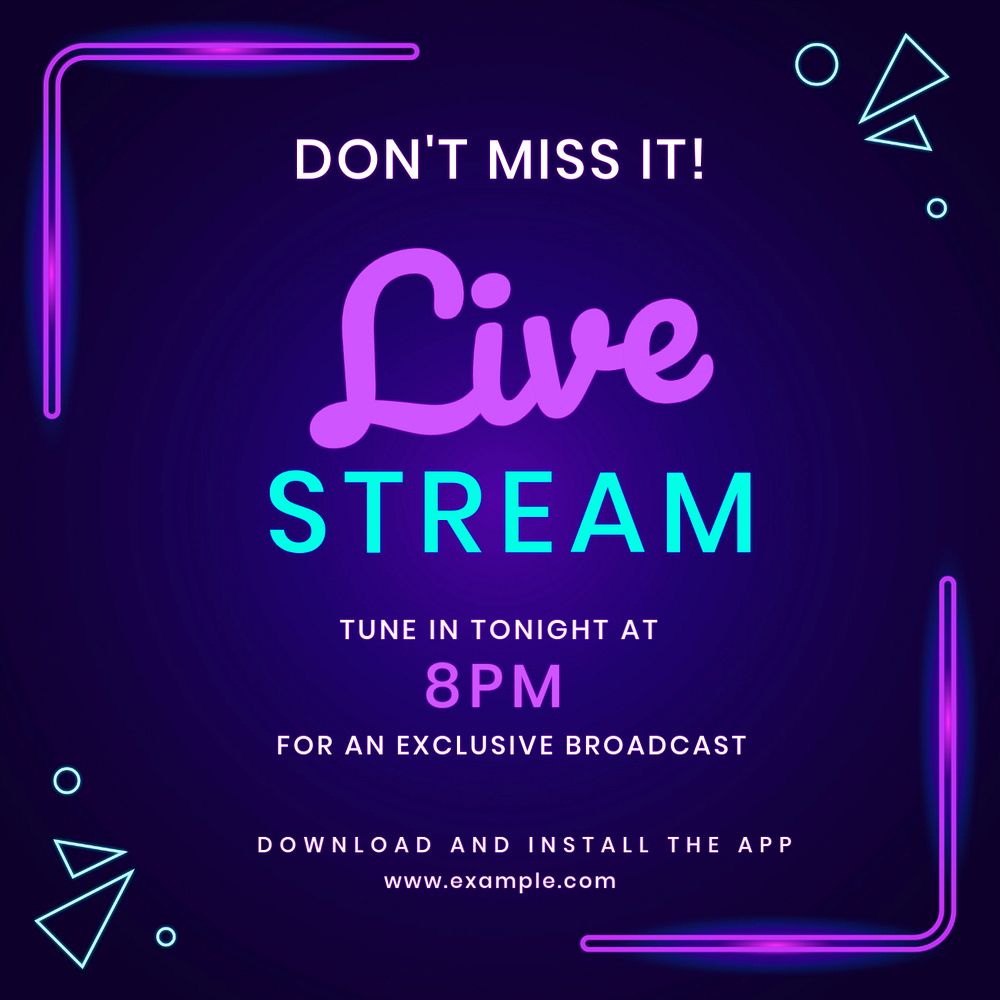 Live stream Instagram post template, editable text