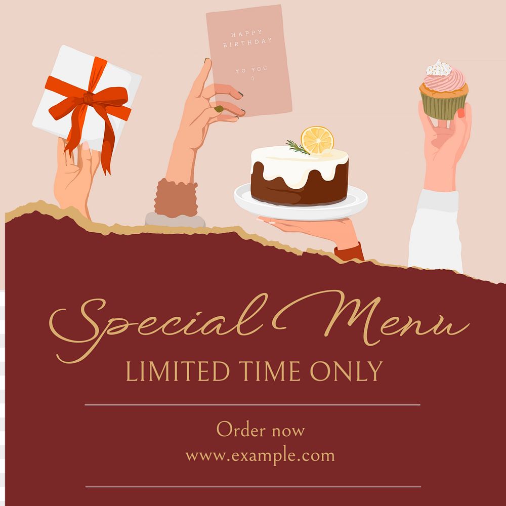 Special menu  Instagram post template, editable text