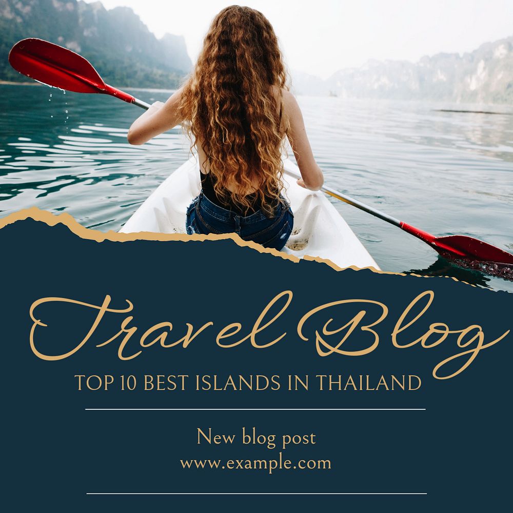 Travel blog  Instagram post template, editable text