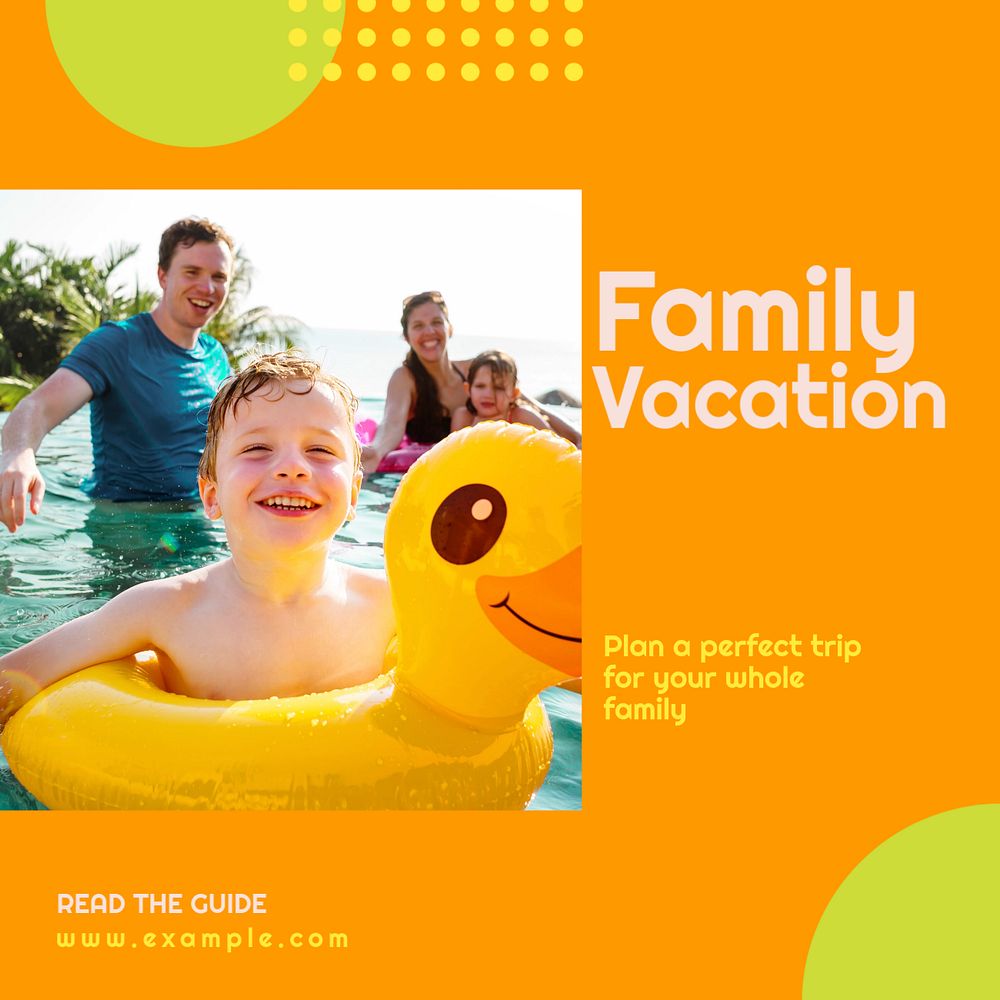 Family vacation  Instagram post template, editable text