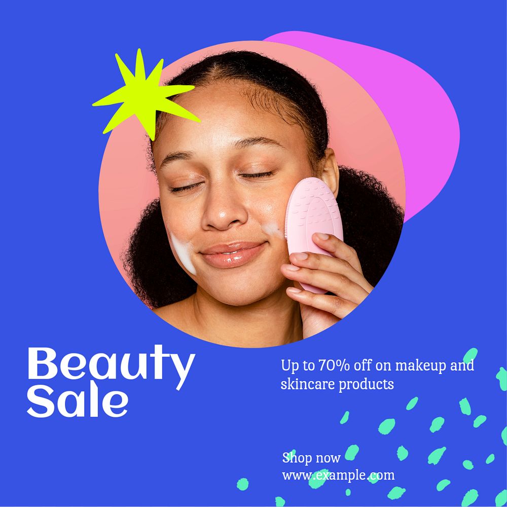 Beauty sale  Instagram post template, editable text