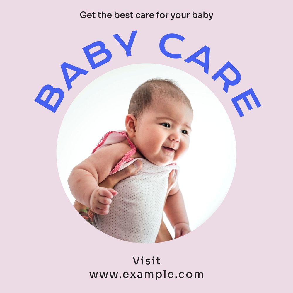 Baby care Instagram post template, editable text