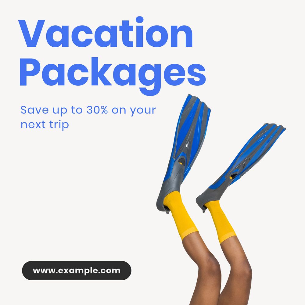 Vacation packages Instagram post template, editable text