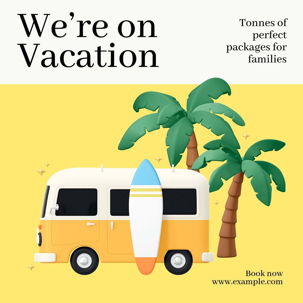 Vacation packages Instagram post template, editable text