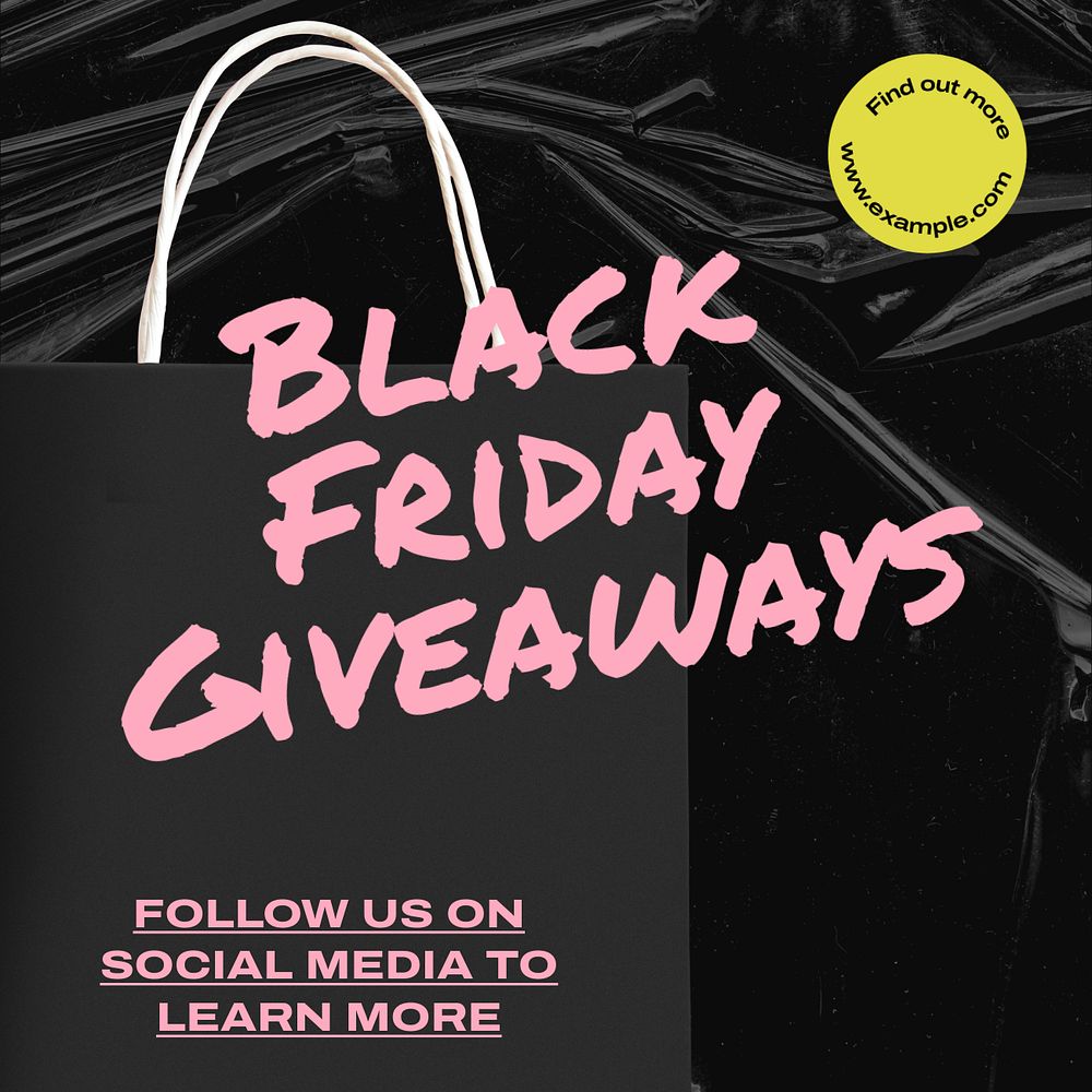 Black Friday giveaway  Instagram post template, editable text