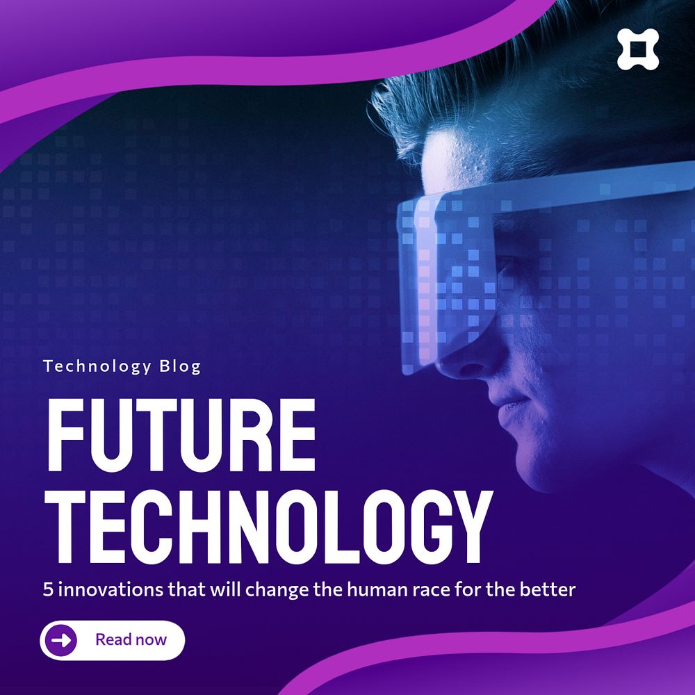 Future technology Instagram post template, editable text