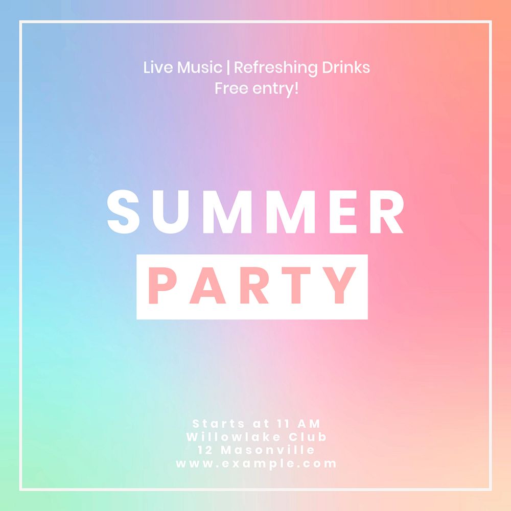 Summer Party  Instagram post template, editable text