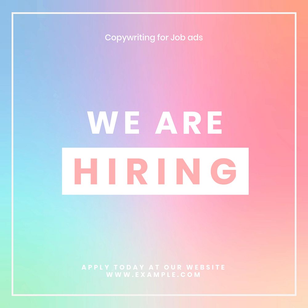 Job ad  Instagram post template, editable text