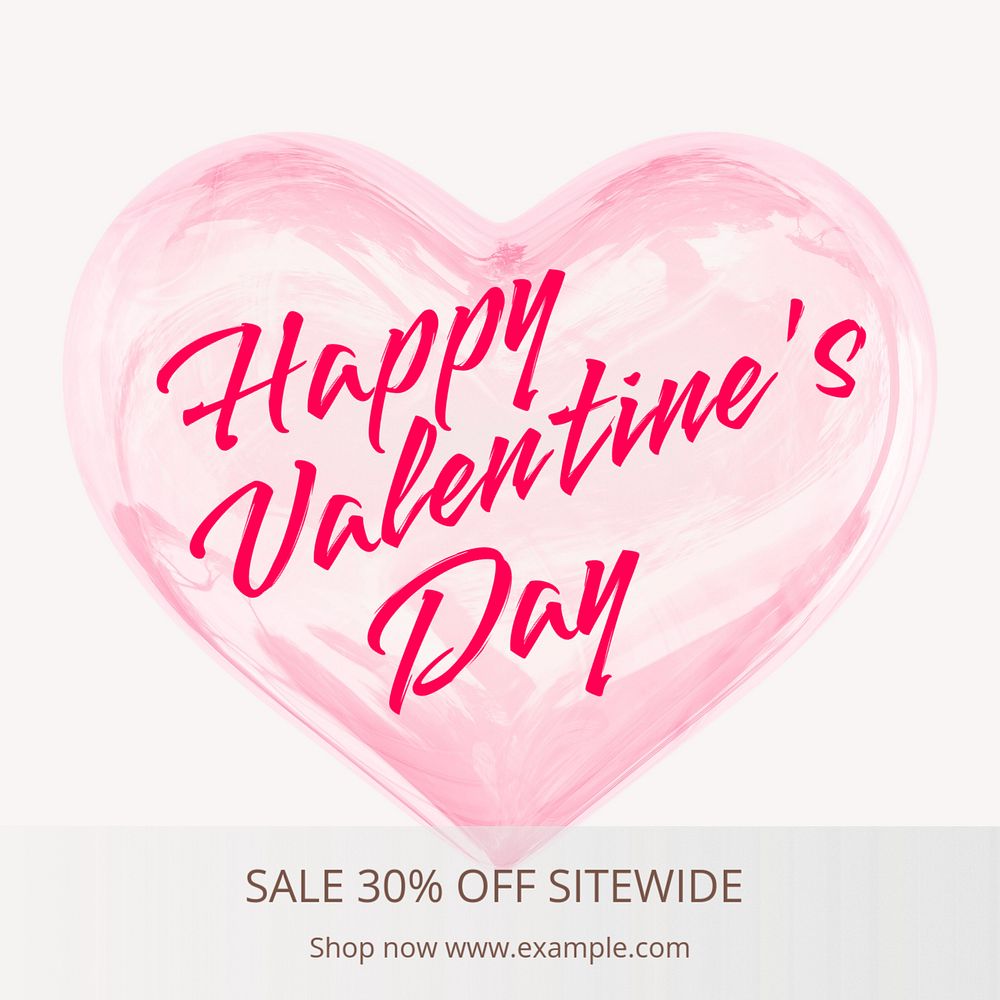 Valentine's day sale Instagram post template, editable text